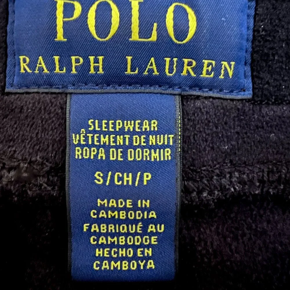 Polo Ralph Lauren Plush Velour Pajama Lounge Pant size Small Black & Red